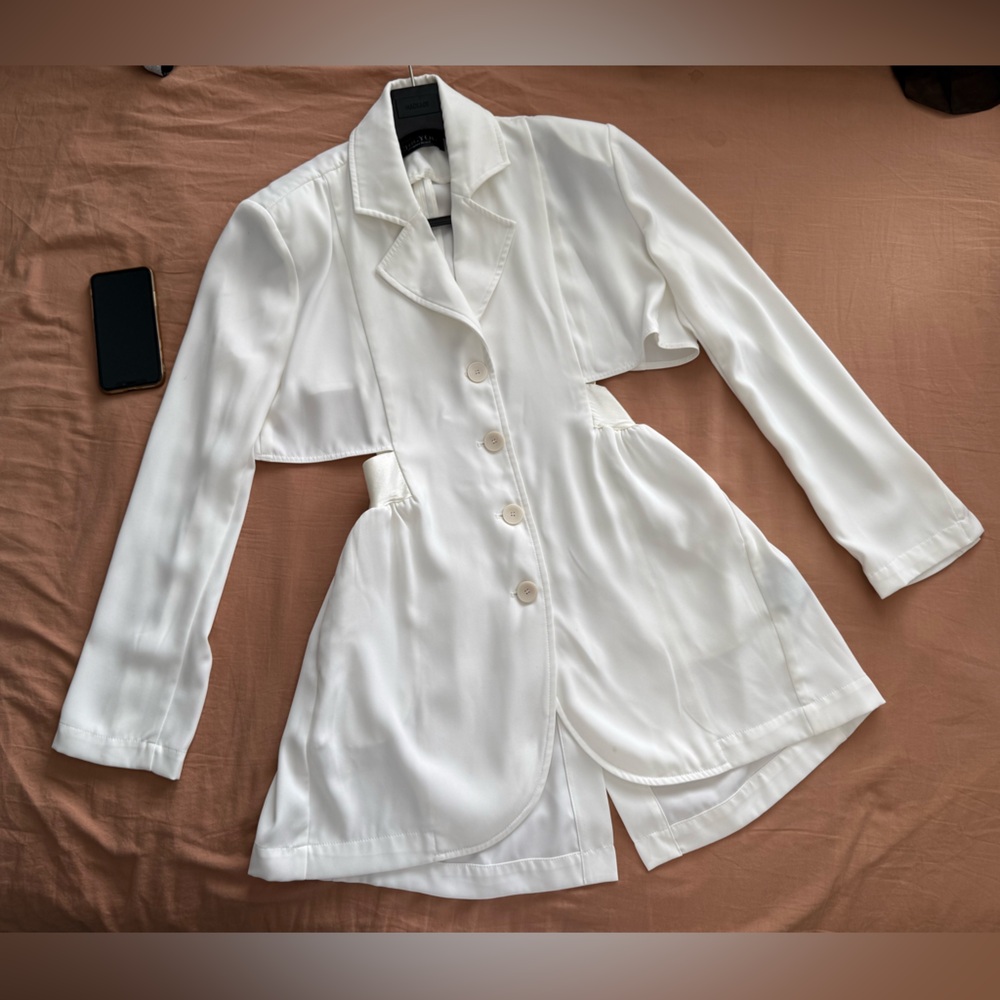 White Tailored Blazer Dress